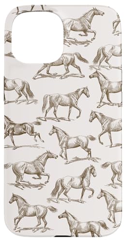 Hülle für iPhone 15 Ästhetisches braunes Pferde-Zeichenmuster Hülle für iPhone 15 Ästhetisches braunes Pferde-Zeichenmuster von Aesthetic Patterns