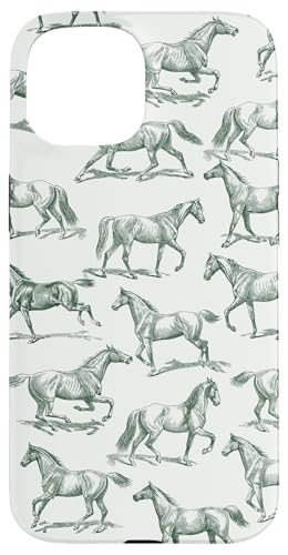 Hülle für iPhone 15 Ästhetisches waldgrünes Pferde-Zeichnungsmuster Hülle für iPhone 15 Ästhetisches waldgrünes Pferde-Zeichnungsmuster von Aesthetic Patterns