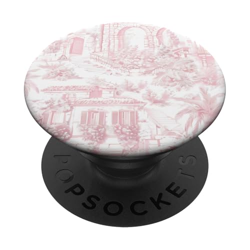 Pastell Pink Preppy Italian Vacation Toile PopSockets Klebender PopGrip von Aesthetic Toile Patterns