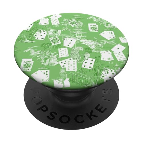 Preppy Kelly Green Spielkarte Toile Leopards, Palms PopSockets Klebender PopGrip Preppy Kelly Green Spielkarte Toile Leopards, Palms PopSockets Klebender PopGrip von Aesthetic Toile Patterns