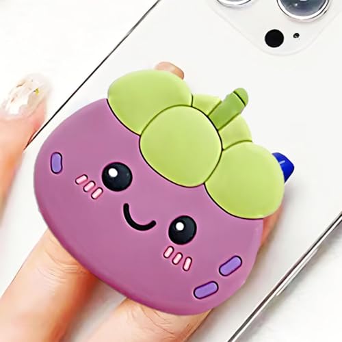 Niedliche Auberginen-Handy-Halterung – Lila und Grün, zusammenklappbarer Ständer für iPhone/iPad/Kindle, KawaiiVegetable-Thema, Handy-Zubehör, Geschenk für Frauen und Mädchen (Handy-Griffe für die von AesthiqueArt