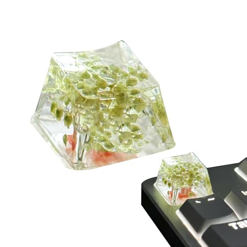 Aeutwekm Tastatur-Tastenkappen aus Kunstharz, Rücktaste, Blumen-Tastenkappen | Gypsophila Game Keyboard Keycap | Durchscheinend durchscheinend, Spieletastatur, Sa-Profil, Esc-Tastenkappe mit ewigem von Aeutwekm