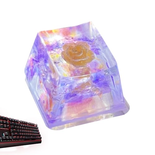 Aeutwekm Trockenblumen Tastatur-Tastenkappe, süße Harz-Tastenkappen | Resin Trockenblumen Schlüsselkappe | Spieltastatur, durchscheinend, DIY-Ersatz, Sa-Profil-Tastenkappen, Esc, R4 für mechanische von Aeutwekm