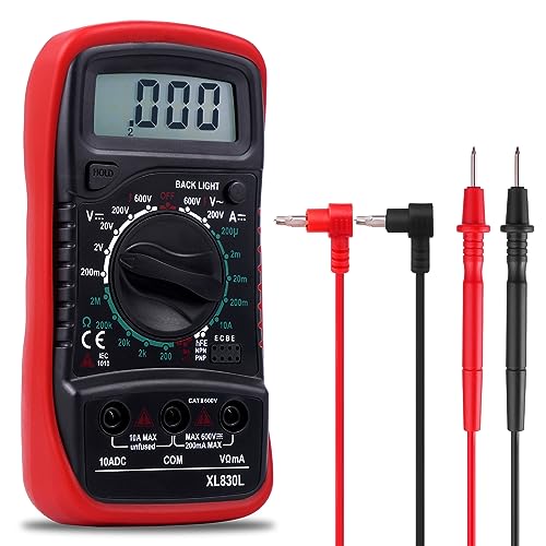 Digital Multimeter, Aeyytoe Voltmeter für AC/DC Spannung, DC Strom, Durchgang, Widerstand, Diode mit Großes LCD-Anzeige und Hintergrundlicht, 3 in 1 Spannungsprüfer für Elektriker von Aeyytoe