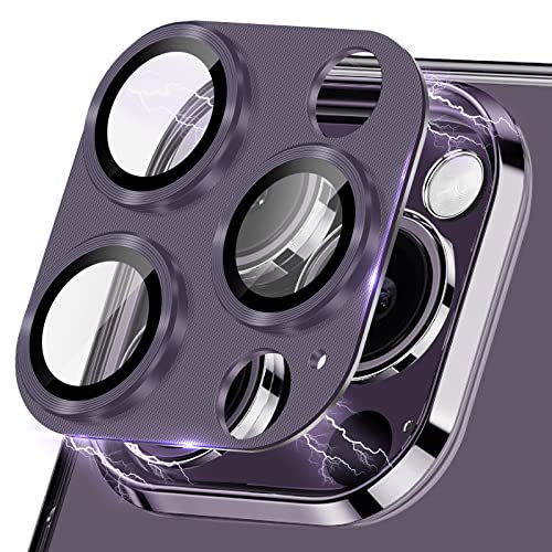 Afaneep 2 PCS Kameraschutz für iPhone 14 Pro/iPhone 14 Pro Max, Aluminiumlegierung Kamera Schutzglas, Ultra HD Klar 9H Gehärtetes Glas Anti-Kratzer Kamera Schutzfolie - Glamouröses Lila von Afaneep