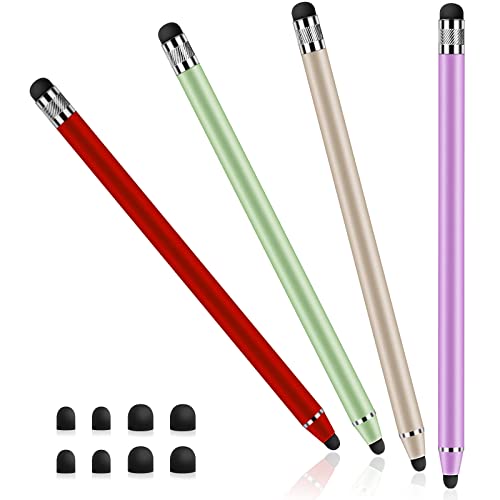 Afaneep 4 Stück Tablet Stift für Alle Tablets, 2 in 1 Hohe Empfindlichkeit Gummi Stylus Touchscreen Stift Universelle Kapazitive Stylus Touch Pen für IPhone Galaxy Xiaomi Smartphones und IPad, Tablets von Afaneep