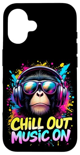 CHILL OUT MUSIC ON Affe Kopfhörer Hülle für iPhone 16 CHILL OUT MUSIC ON Affe Kopfhörer Hülle für iPhone 16 von Affe Kopfhörer Designs