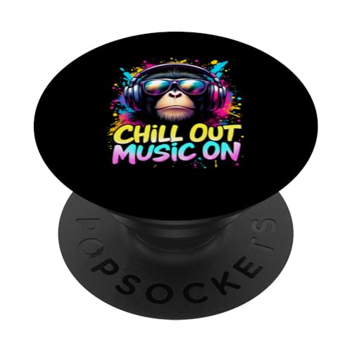 CHILL OUT MUSIC ON Affe Kopfhörer PopSockets Klebender PopGrip CHILL OUT MUSIC ON Affe Kopfhörer PopSockets Klebender PopGrip von Affe Kopfhörer Designs