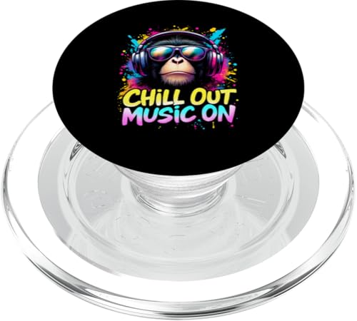 CHILL OUT MUSIC ON Affe Kopfhörer PopSockets PopGrip für MagSafe CHILL OUT MUSIC ON Affe Kopfhörer PopSockets PopGrip für MagSafe von Affe Kopfhörer Designs