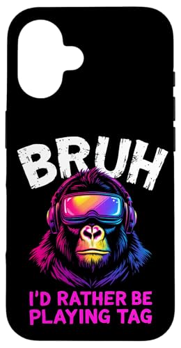 BRUH I'D RATHER BE PLAYING TAG Affe Kopfhörer Gaming Hülle für iPhone 16 BRUH I'D RATHER BE PLAYING TAG Affe Kopfhörer Gaming Hülle für iPhone 16 von Affe Kopfhörer Gaming Designs