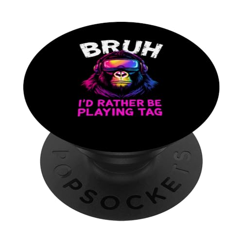 BRUH I'D RATHER BE PLAYING TAG Affe Kopfhörer Gaming PopSockets Klebender PopGrip BRUH I'D RATHER BE PLAYING TAG Affe Kopfhörer Gaming PopSockets Klebender PopGrip von Affe Kopfhörer Gaming Designs
