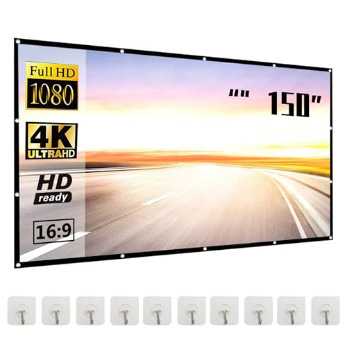 Fenster-Projektor-Leinwand, einfach zusammenklappbar, Polyester, weicher Bildschirm, Outdoor-HD-Projektor-Leinwand, Indoor-Kino, 330 x 187 cm, mit 10 Haken von Affezionarsi
