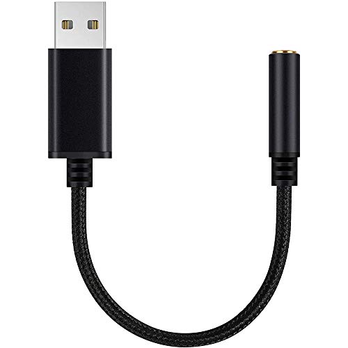 Afforstyle Audio-Adapter USB auf Kopfhörerbuchse 3,5 mm, externe Stereo-Soundkarte für PC, Laptop, für etc. (0,6 Füße, schwarz) von Afforstyle