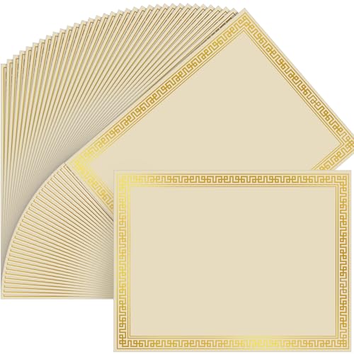 Affrolling 100 Stück Zertifikatspapier, 21,6 x 27,9 cm, blanko, für Abschlussfeiern, Zertifikate, professionelles Zertifikatspapier (Heißprägung, Goldbeige) von Affrolling
