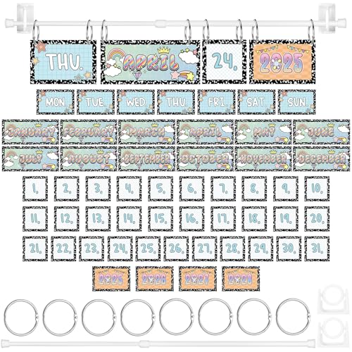 Affrolling Rainbow Flip Kalender Pinnwand Set mit Halter 54 Datumskarten für Lehrer Klassenzimmer Flip Kalender mit verstellbarem Halter und O-Ringen für Klassenzimmer Zuhause Schulanfang Dekor Affrolling Rainbow Flip Kalender Pinnwand Set mit Halter 54 Datumskarten für Lehrer Klassenzimmer Flip Kalender mit verstellbarem Halter und O-Ringen für Klassenzimmer Zuhause Schulanfang Dekor von Affrolling