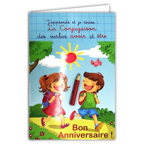 67-1103-A Pädagogische Karte "Bon Birthday" mit Bleistift in zufälliger Farbe und blauem Umschlag. Ich lerne und überarbeite die Konjugationen der Verben, habe und sein für Kinder CE1 CE2 ab 6 7 8 9 67-1103-A Pädagogische Karte "Bon Birthday" mit Bleistift in zufälliger Farbe und blauem Umschlag. Ich lerne und überarbeite die Konjugationen der Verben, habe und sein für Kinder CE1 CE2 ab 6 7 8 9 von Afie