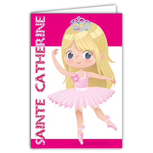 68-1098-A Karte, für Valentinstag, Catherine 25, November, kleines Mädchen, Blonde Tänzerin, klassisch, Tutu Ballerinas, Prinzessinnen-Krone, Rosa von Afie