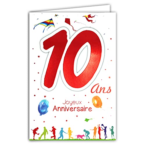69-2010 Geburtstagskarte für Kinder, Jungen, Mädchen, 10 Kerzen, Geschenk von Afie