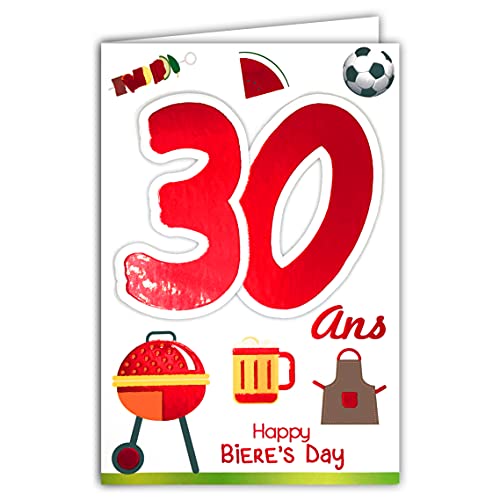 69-2028 Geburtstagskarte, 30 Jahre, Herren, Bier Fußball Grill BBQ Hamburger Party Freunde 69-2028 Geburtstagskarte, 30 Jahre, Herren, Bier Fußball Grill BBQ Hamburger Party Freunde von Afie