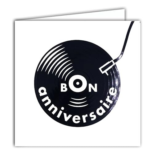AFIE 22230 Quadratische Karte, Aufschrift Bon Birthday, Musik, Drehscheibe, Vinyl, schwarz, glänzend, DJ-Plattin – mit weißem Umschlag 15 x 15 cm – Kreation Edition Druckausgabe, hergestellt in AFIE 22230 Quadratische Karte, Aufschrift Bon Birthday, Musik, Drehscheibe, Vinyl, schwarz, glänzend, DJ-Plattin – mit weißem Umschlag 15 x 15 cm – Kreation Edition Druckausgabe, hergestellt in von Afie