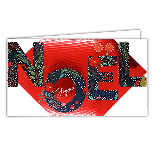 AFIE 61-5712 Panoramakarte, Motiv Frohe Weihnachten, Rot, glänzend, glitzernd, flammend, mit weißem Umschlag von Afie