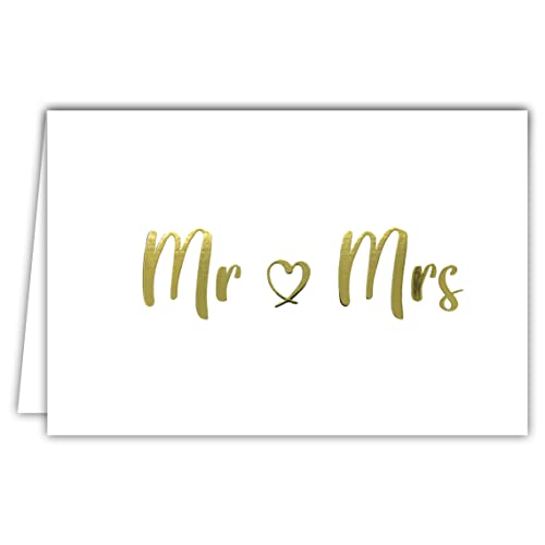AFIE 69-5148 Mr & Mrs. Glückwunsch Mr & Mrs. Hochzeit PACS Briefe Gold glänzend schick elegant schlicht heterosexuell Pärchen Querformat mit weißem Umschlag Format 17,5 x 12 cm von Afie
