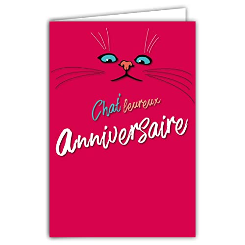 AFIE 69-8016 Geburtstagskarte, für Mädchen, Damen, Katze, Rosa, blaue Augen, warmes Wortspiel mit Umschlag, Format 12 x 17,5 cm, Papier, 300 g, aus nachhaltig bewirtschafteten Wäldern, glänzend, von Afie