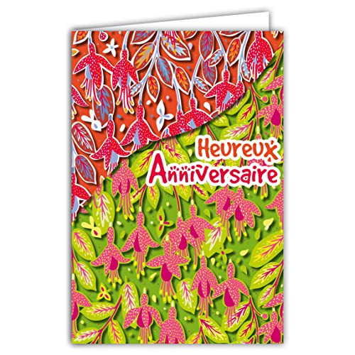 AFIE 69 – 8027 Geburtstagskarte, für Damen, Mädchen, Illustration, Blumen, Rosa, Fuchsia, bunt, mit Umschlag, Format 12 x 17,5 cm, Papier 300 g aus nachhaltigen Wäldern, glänzend, hergestellt in von Afie