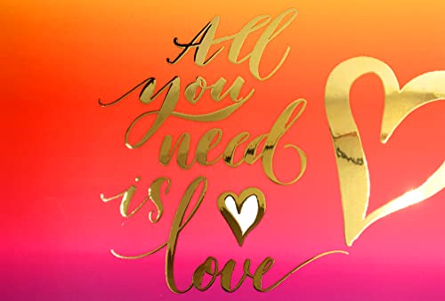 AFIE Karte aus glänzendem Gold – All you need is Love Herz – Je t'aime ou PACS, Hochzeit, horizontal, mit weißem Umschlag – hergestellt in Frankreich, 69-5142 von Afie