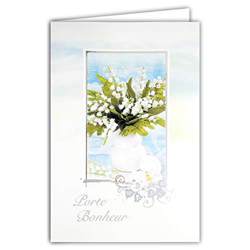 AFIE Karte mit Umschlag Maiglöckchen, glänzend, silberfarben, 13 Glöckchen, 1. Mai, Blumen, Orchidee, Party, Frühling, 35 – 057 MPB von Afie