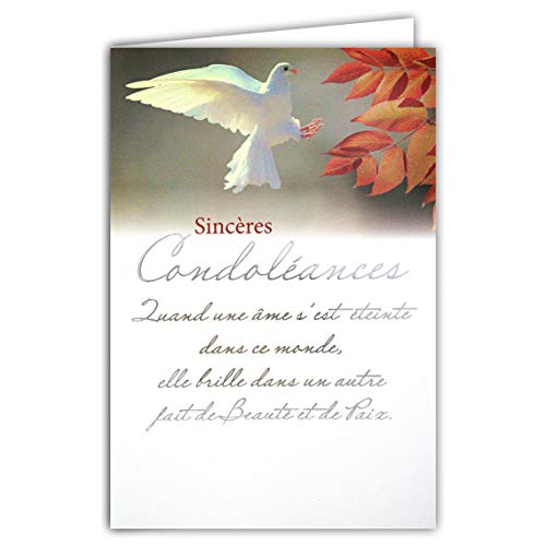 Afie 64-1073 Glückwunschkarte Trauerwerk, mit weißem Umschlag, silberner Text mit glänzendem Taube, Friedenschaften, Seele von Afie