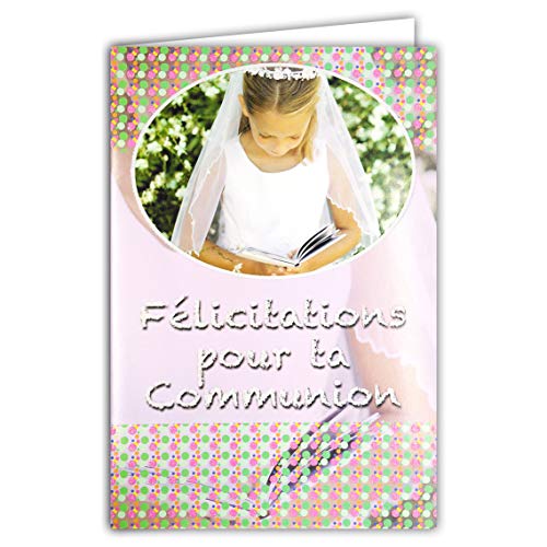 Afie 68-1019/1 Karte mit Umschlag Herzlichen Glückwunsch für Ihre Freundin Mädchen Pailletten Aube Kleid Weiß Bibel Party Frühling von Afie