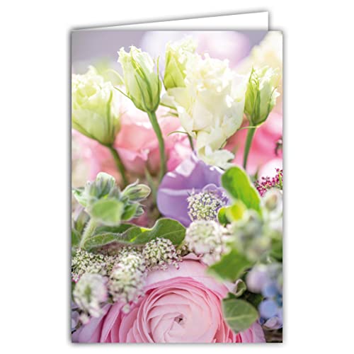 Afie 68-4008 Innenkarte, weiß, mit Umschlag – Blumenstrauß Rosen Hahnenfuß für dich, Happy Birthday, gute Party, Mama, Dankeschön für Geburt, Mädchen, Hochzeit von Afie