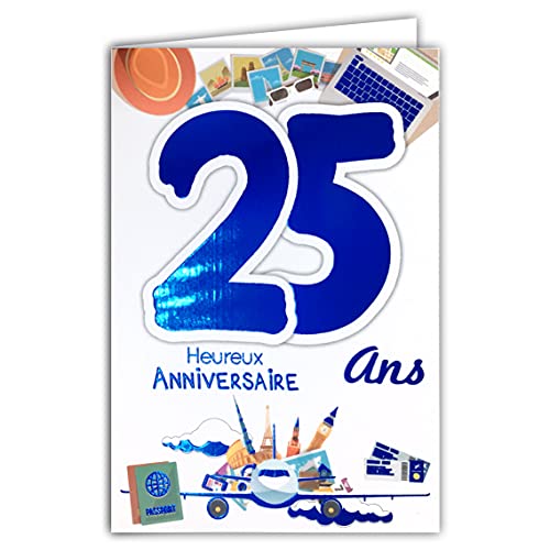 Afie 69-2127 Geburtstagskarte, 25 Jahre, Junge Herren Damen – Goldfarbe (Gold oder Kupfer, siehe Fotos) nach Verfügbarkeit – Feuerwerk Party Geschenke 69-2127 von Afie