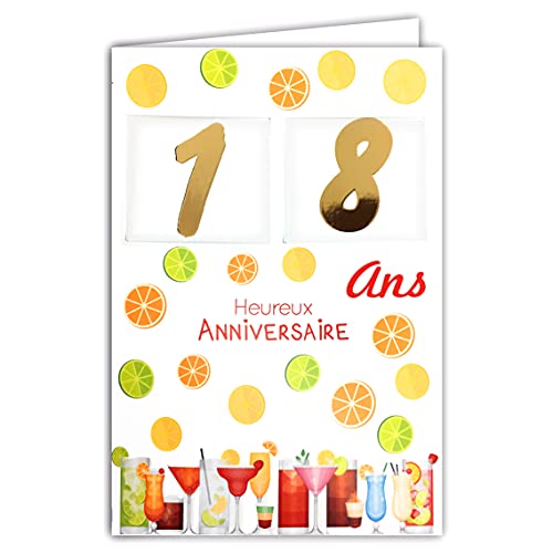 Afie 69-2163 Glückwunschkarte zum Geburtstag, 1 bis 119 Jahre zur Auswahl, mit goldenem Glanz und farbigem Umschlag von Afie