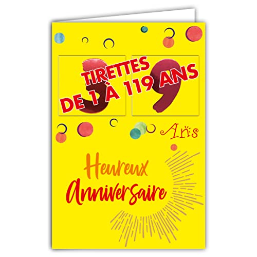 Afie 69-2502 Geburtstagskarte, für Herren, glänzend, Rot, mit Umschlägen, hergestellt in Frankreich von Afie