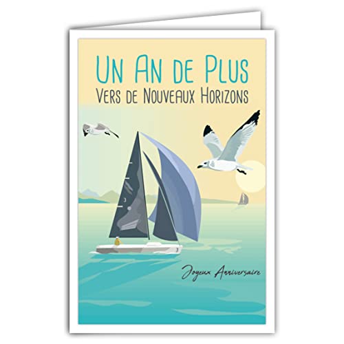 Afie 69-4320 Geburtstagskarte 1 Jahr plus mit Umschlag – Poster Mini Poster Format 17 x 11,5 cm – Auf neue Horizonte Boot Segelboot Navigation Vögel Möwen Meer Retro Vintage Blau Afie 69-4320 Geburtstagskarte 1 Jahr plus mit Umschlag – Poster Mini Poster Format 17 x 11,5 cm – Auf neue Horizonte Boot Segelboot Navigation Vögel Möwen Meer Retro Vintage Blau von Afie