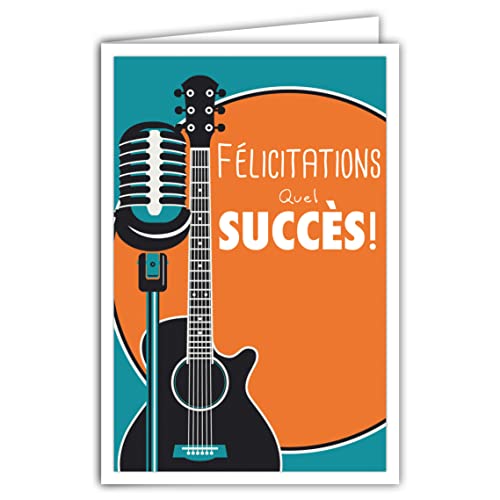Afie 69-4345 Glückwunschkarte mit Umschlag – Mini-Poster im Format 17 x 11,5 cm – Reussite Prüfung Wettbewerb Bravo Musik Gitarre Retro Vintage von Afie