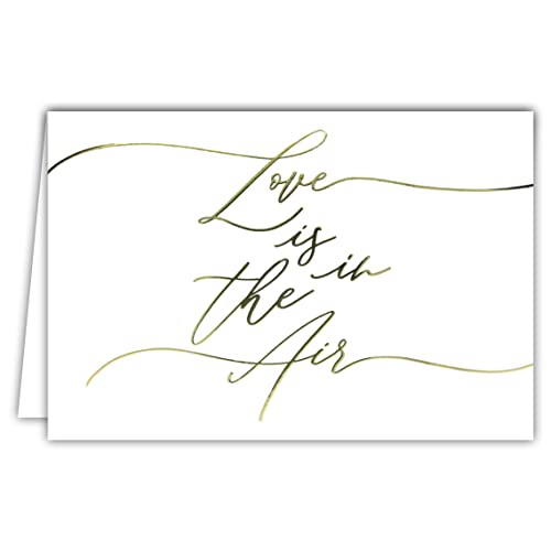 Afie 69-5150 Karte Love is in the Air, goldfarben, glänzend, zum Gratulieren eines Paares, Hochzeit oder sagen, horizontales Format, elegant, elegant, mit weißem Umschlag, Format 17,5 x 12 cm von Afie