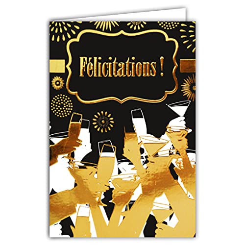 Afie 69 – 7027 Karte Herzlichen Glückwunsch Schnitt Champagner mit Heißfolie Format 12 x 17,5 cm + Umschlag weiß von Afie