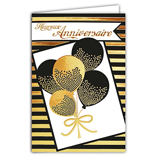 Afie 69 – 7047 Karte Geburtstag Luftballons mit Heißfolie Format 12 x 17,5 cm + Umschlag weiß von Afie