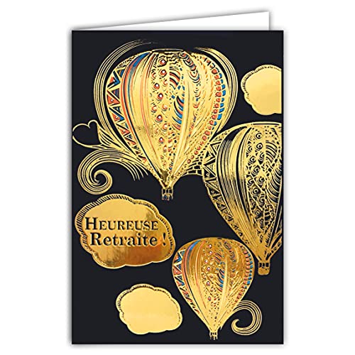 Afie 69 – 7054 Karte Ruhestand Heißluftballon mit Heißfolie Format 12 x 17,5 cm mit Umschlag weiß von Afie