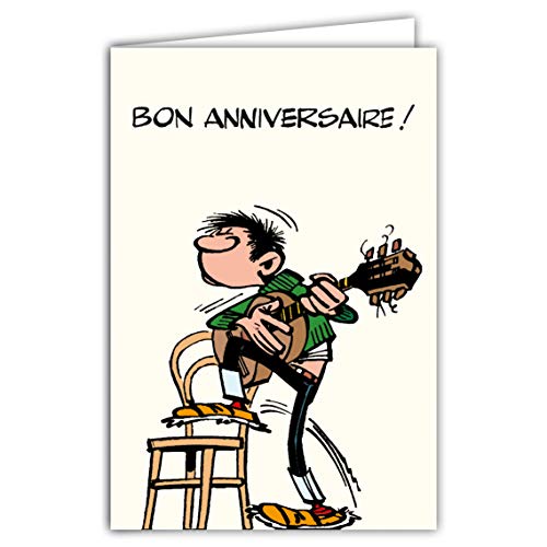Afie GLCT-0186 Karte Happy Birthday Gaston Lagaffe Vintage Origine Musik Gitarre BD Comic Lustig Belgische Charakter Gag Gaffes Franquin von Afie