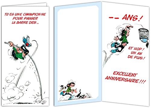Afie Gaston Lagaffe Maxi Grußkarte für den Geburtstag, 1 Jahr Plus, für Herren, 31,5 x 15 cm, mit illustriertem Umschlag in Frankreich von Afie