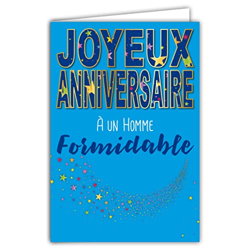 Afie Glückwunschkarte zum Geburtstag an einen Mann, Sternblau, mit Umschlag, Format 12 x 17,5 cm, Papier 300 g, aus nachhaltig bewirtschafteten Wäldern, hergestellt in Frankreich, in Farben 69 – 8001 von Afie