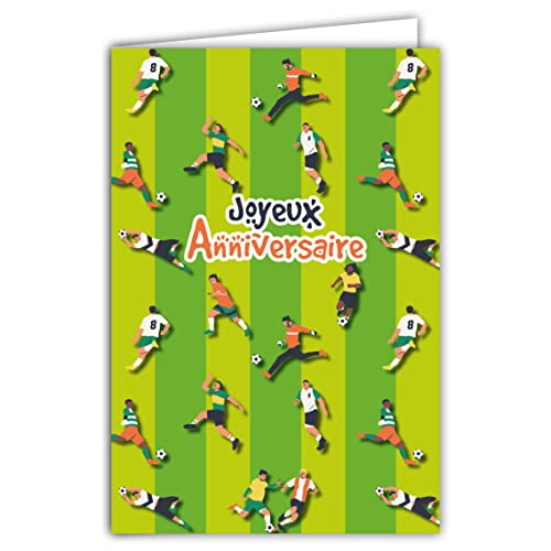 Afie Karte Happy Birthday Fußball Sportspieler Fans, Illustration mit Umschlag, Format 12 x 17,5 cm, Papier 300 g aus nachhaltig bewirtschafteten Wäldern, hergestellt in Frankreich 69-8035 von Afie