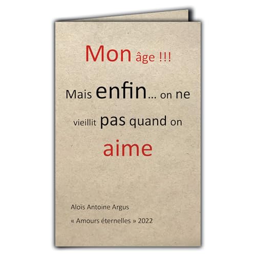 CIT-1008 Zitat auf Naturpapier mit Umschlag "Mein Alter aber endlich altert man nicht wenn man liegt" Aloïs Antoine Argus hergestellt in Frankreich Papier aus nachhaltig bewirtschafteten Wäldern von Afie