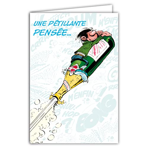 Gaston Lagaffe Geburtstagskarte, Champagner, mit Umschlag illustriert, 17,5 x 12 cm, hergestellt in Frankreich, GLCT-0152 Gaston Lagaffe Geburtstagskarte, Champagner, mit Umschlag illustriert, 17,5 x 12 cm, hergestellt in Frankreich, GLCT-0152 von Afie