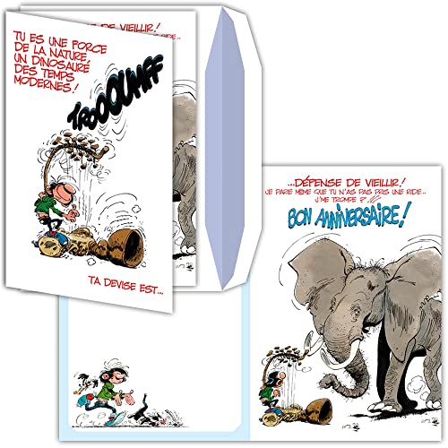 Gaston Lagaffe glmx-2017 Große Geburtstagskarte mit großem Format A4 + Umschlag illustriert Elefant maxi Riesen von Afie
