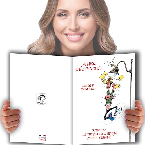 Gaston Lagaffe glmx-2022 Große Karte Ruhestand A4 + Umschlag illustriert von Afie